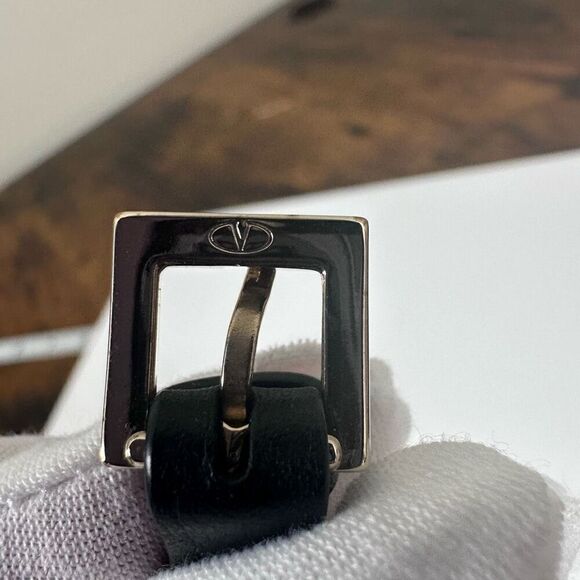 Valentino Garavani Rockstud Leather Bracelet Black Silver Large - Picture 5 of 12